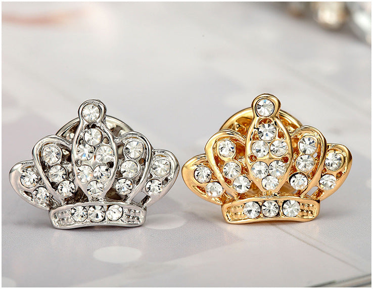Broche de pin unisex con forma de corona de color dorado y plateado, joya de moda para regalo de Navidad