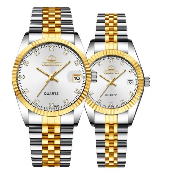Reloj de pareja dorado para hombres