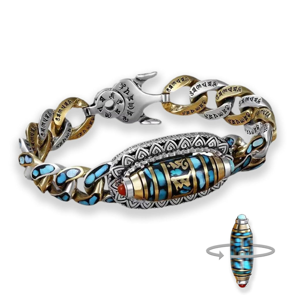 Joyas de Moda Nueva Pulsera para Hombre Personalidad Retro Transferencia Rotatoria Nueve Ojos Perla Pulseras Regalo de Alta Gama