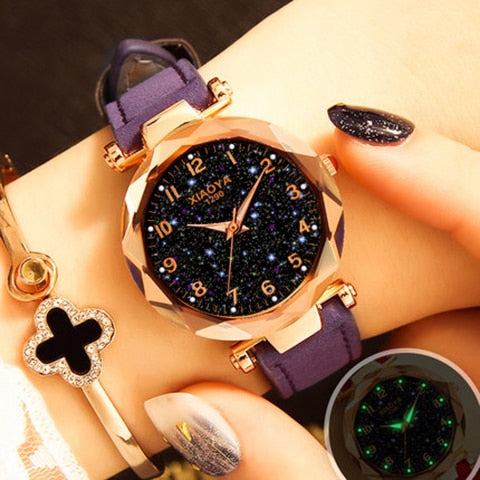 Relojes de mujer de moda los más vendidos Reloj con esfera Star Sky Lujo Rosa Oro Relojes de pulsera de cuarzo para mujer Nuevos dropshipping