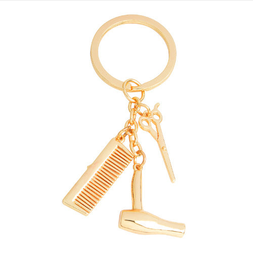 Europäische und amerikanische Schmuckmode Friseur Friseurwerkzeuge Gold- und Silberlegierung Herren- und Damen-Geschenk Schlüsselanhänger Großhandel