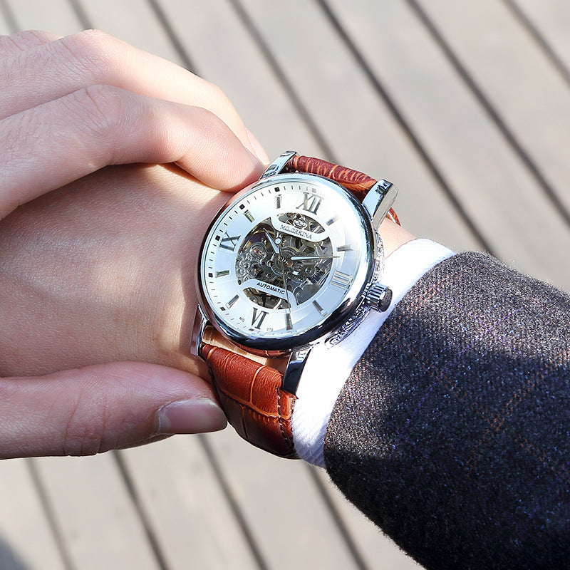 Automatische Mechanische Herrenarmbanduhr mit gewebtem Netzarmband