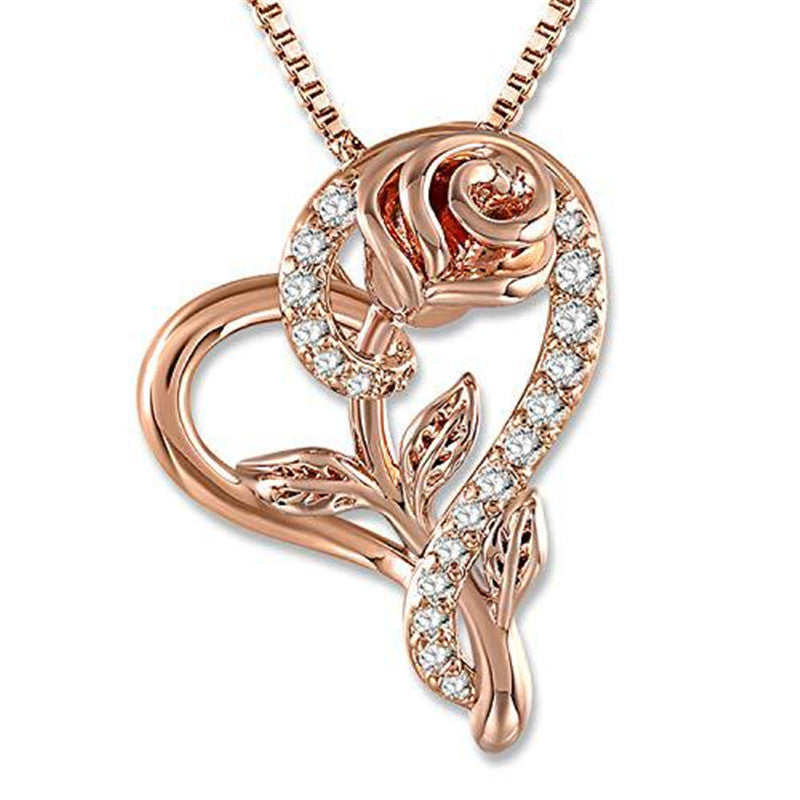 Liebesrosen-Halskette mit Diamanten