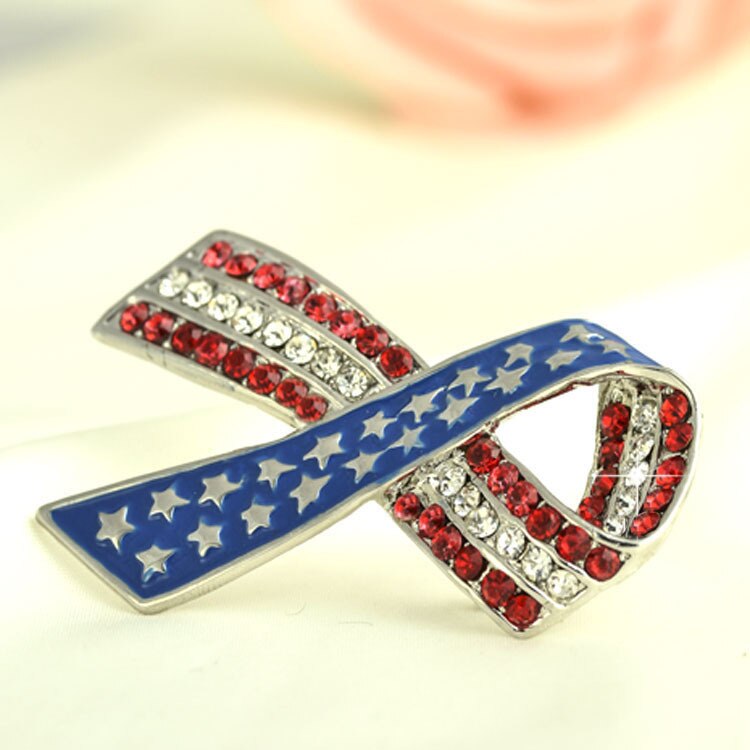Grüne Legierung Kleidung Anstecknadel Band Brosche Diamant Amerikanische Flagge Brosche