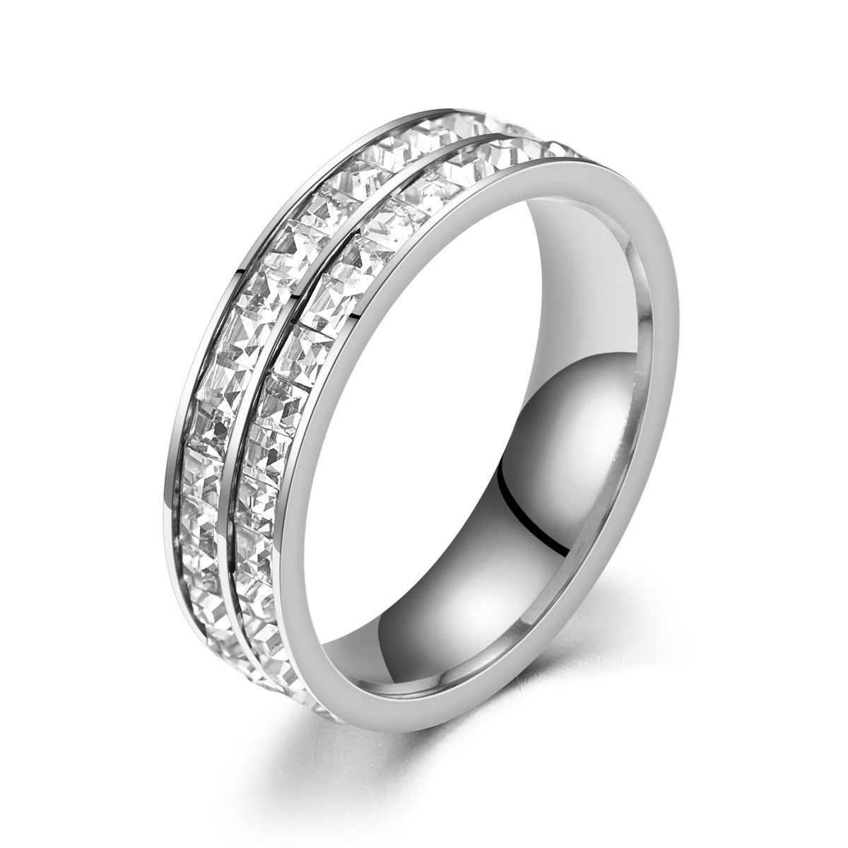 Kleiner quadratischer Diamant-Vollmond-Sternenring