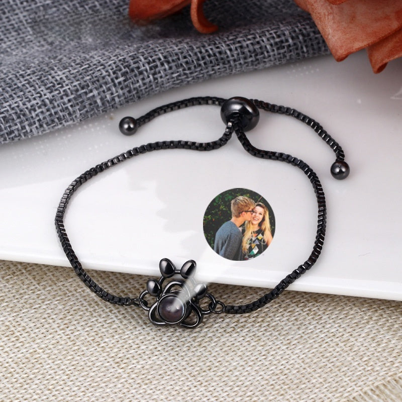 Micro Carved Projection Customized Animal Bracelet For Couples Black And White Dog Claws