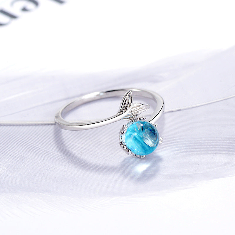 Verstellbarer Ring für Damen, Hochzeit, Verlobung, versilbert, Fingerring, Schmuck, stilvolles Persönlichkeitsdesign, Meerjungfrau