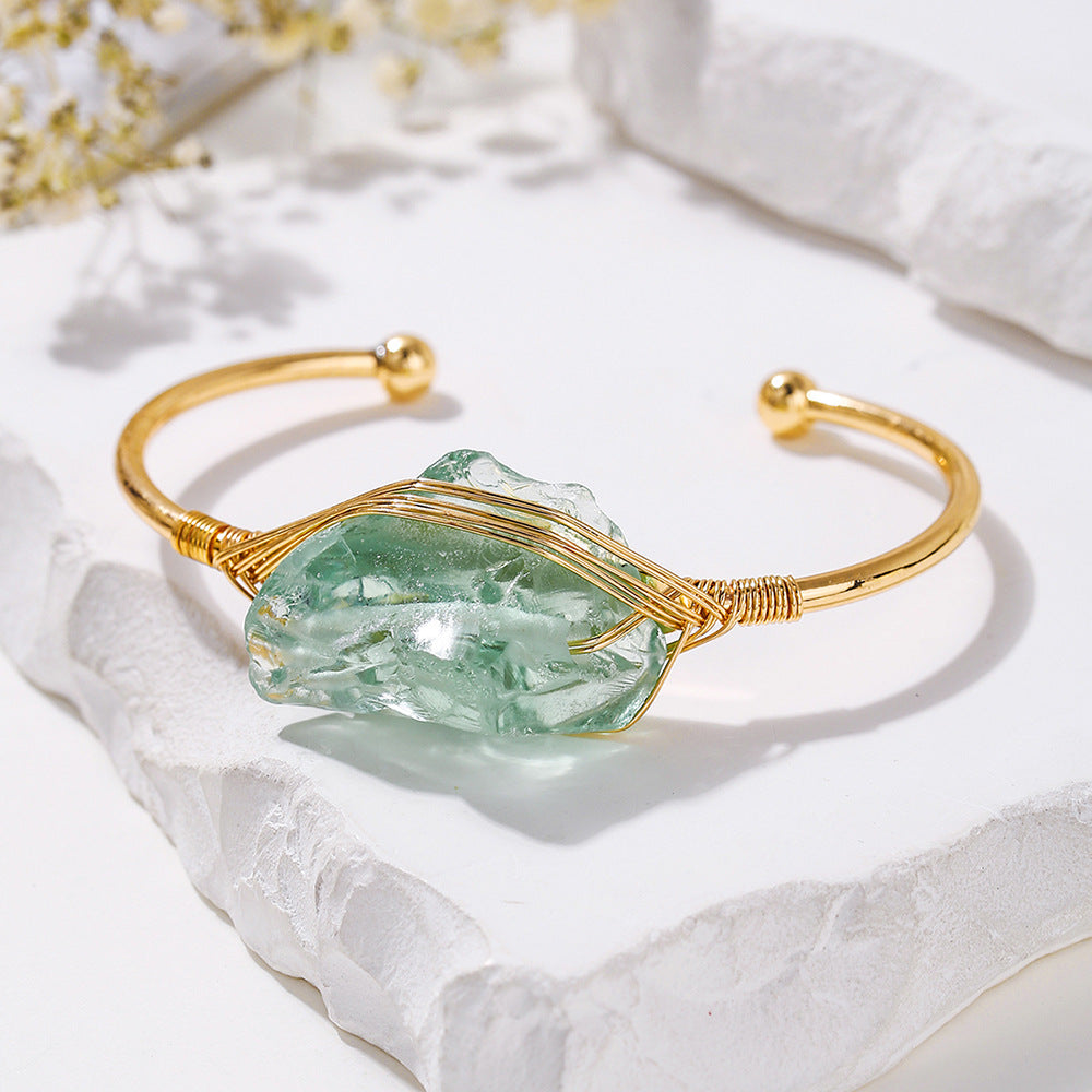 Womens Natural Crystal Bracelet Freeform Tumbled-stone Bracelet