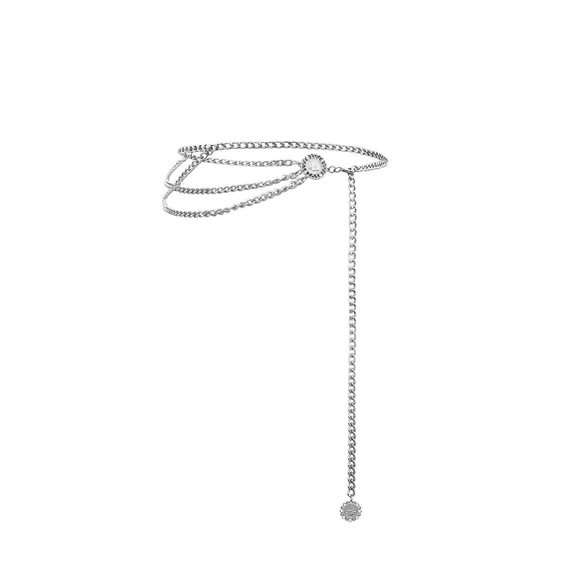 Cadena de cintura de aluminio con disco de girasol
