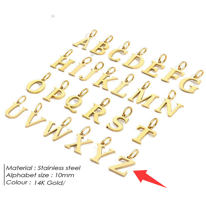 26-letter Hanging Stainless Steel Letter Necklace