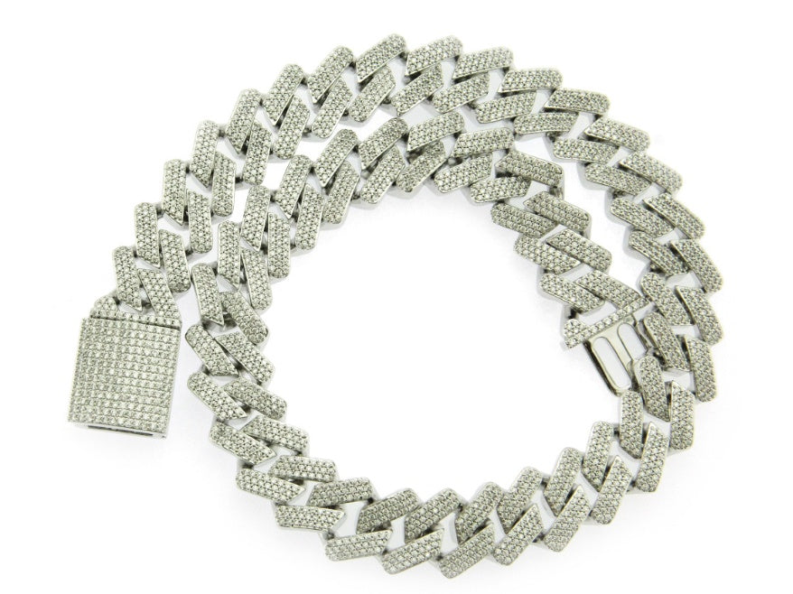 European And American Hip-hop Exaggerated Diamond Three Row Copper Inlaid Zircon Cuban Necklace