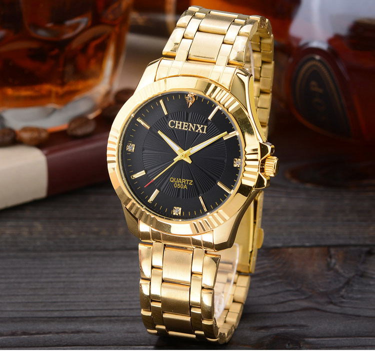 Relojes de vestir de lujo para hombre de oro de acero inoxidable