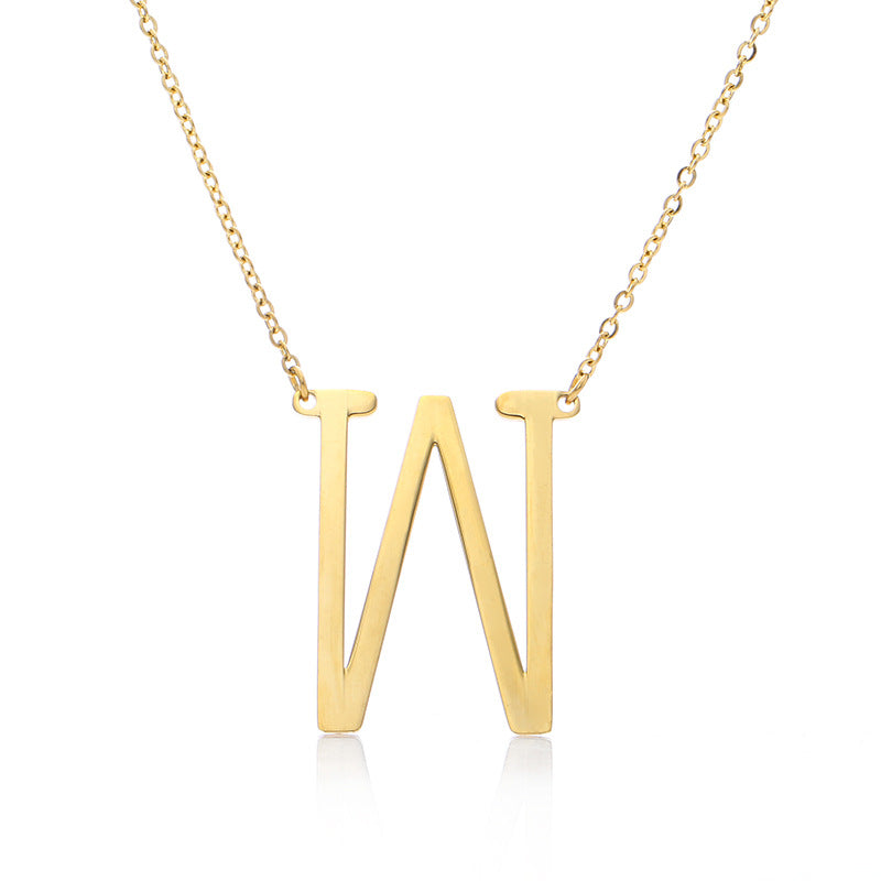 Fabuloso collar con colgante de letra inicial de acero inoxidable chapado en oro rosa