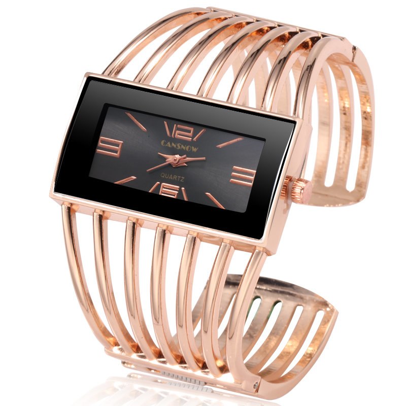CANSNOW Reloj de mujer de lujo a la moda, pulsera de oro rosa, reloj de vestir para mujer, reloj de pulsera para niñas Saati, Relojes