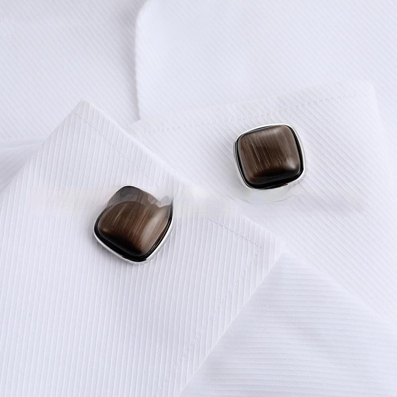 Gemelos de ópalo de alta gama para hombre, adorno de gemelos franceses para camisa de negocios