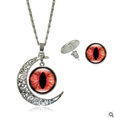 Europäische und amerikanische Mode Schmuck Farbe Pupille Augen Serie Zeit Edelstein Halskette Ohrringe Schmuck-Set