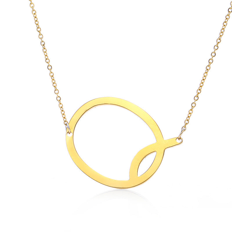 Fabuloso collar con colgante de letra inicial de acero inoxidable chapado en oro rosa