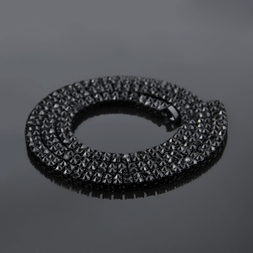 Legierung Diamant 2 Reihen Hip Hop Halskette