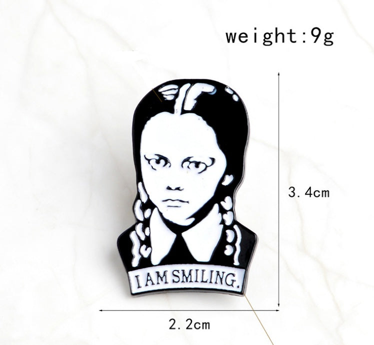 Wednesday Addams  AM SMILING  R Brooch