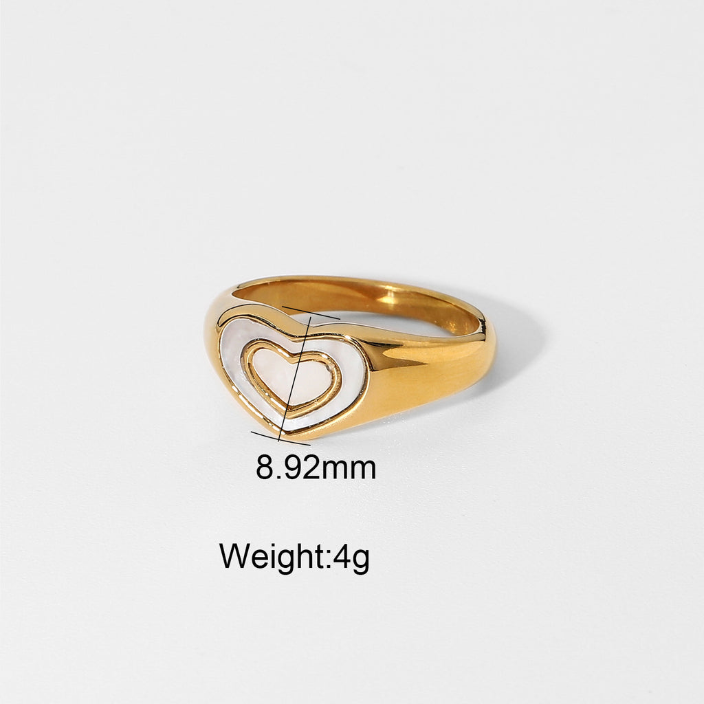 Metall-Liebesherz-Ring Titanstahl-Pfirsichherz-Ring