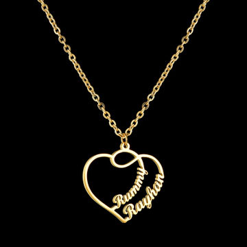 Personalize necklace custom 2 names heart necklace