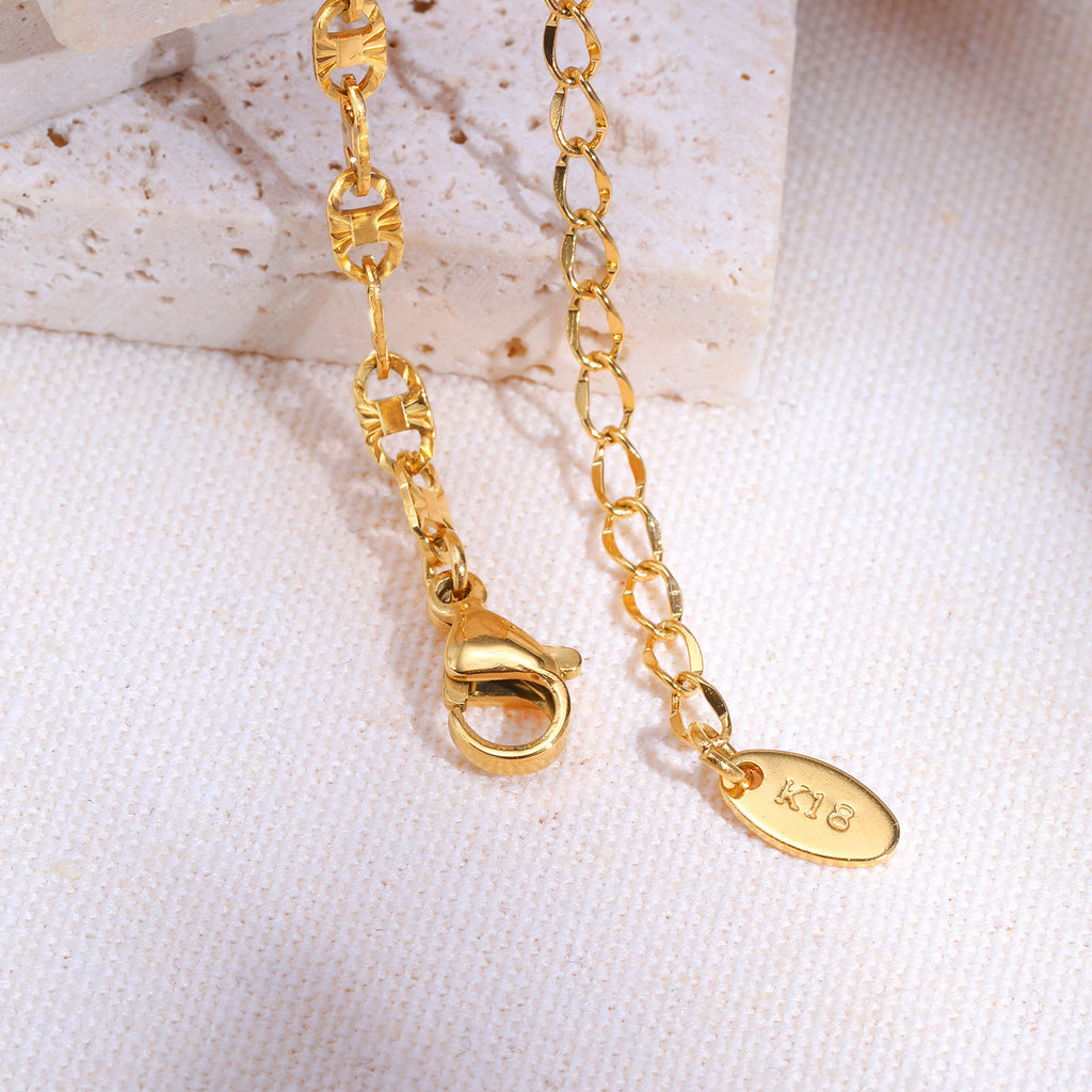 Pulsera hecha a mano de acero inoxidable dorada, de estilo minoritario que combina con todo