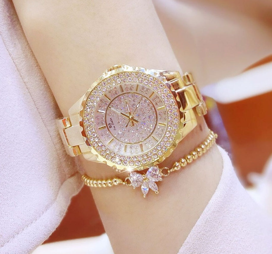 Nuevo y deslumbrante reloj de pulsera de mujer con esfera de estrellas, automático, no mecánico, moderno para estudiantes, resistente al agua.