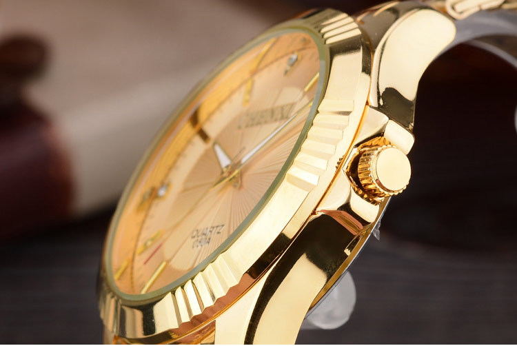 Relojes de vestir de lujo para hombre de oro de acero inoxidable