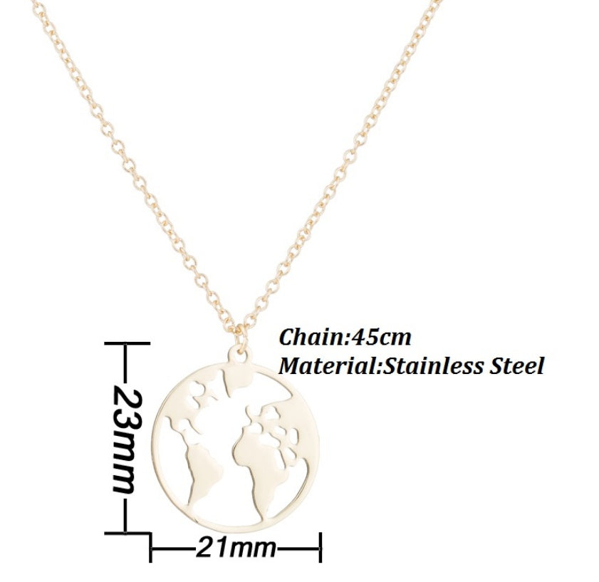 Vintage Origami World Map Necklace Women Geometric Necklace