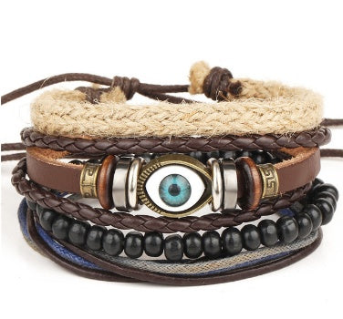 Pulseras y brazaletes de cuero con cuentas de moda
