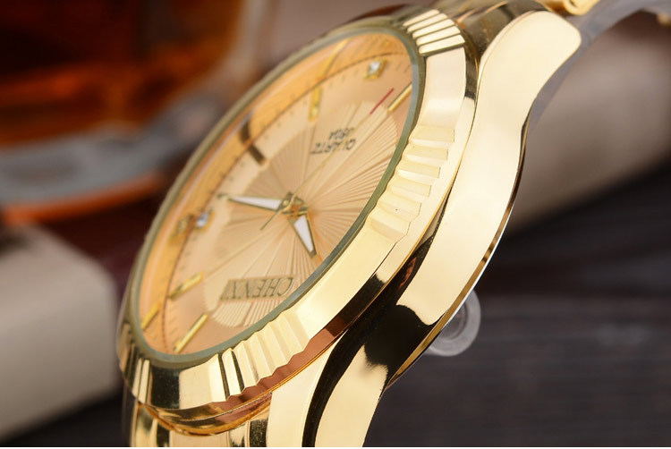Luxusmarke Herren Goldene elegante Uhren Edelstahl