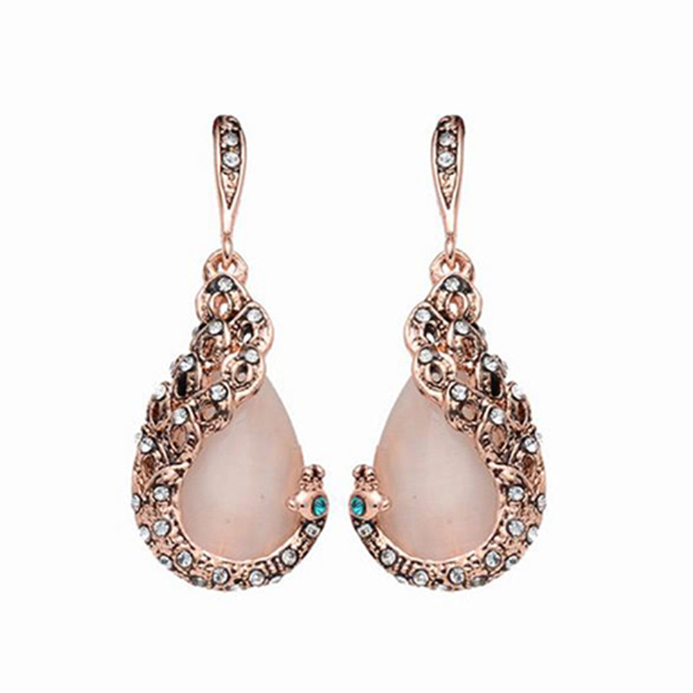 Retro-Wassertropfen-Halskette und -Ohrringe im zweiteiligen Set mit Diamanten