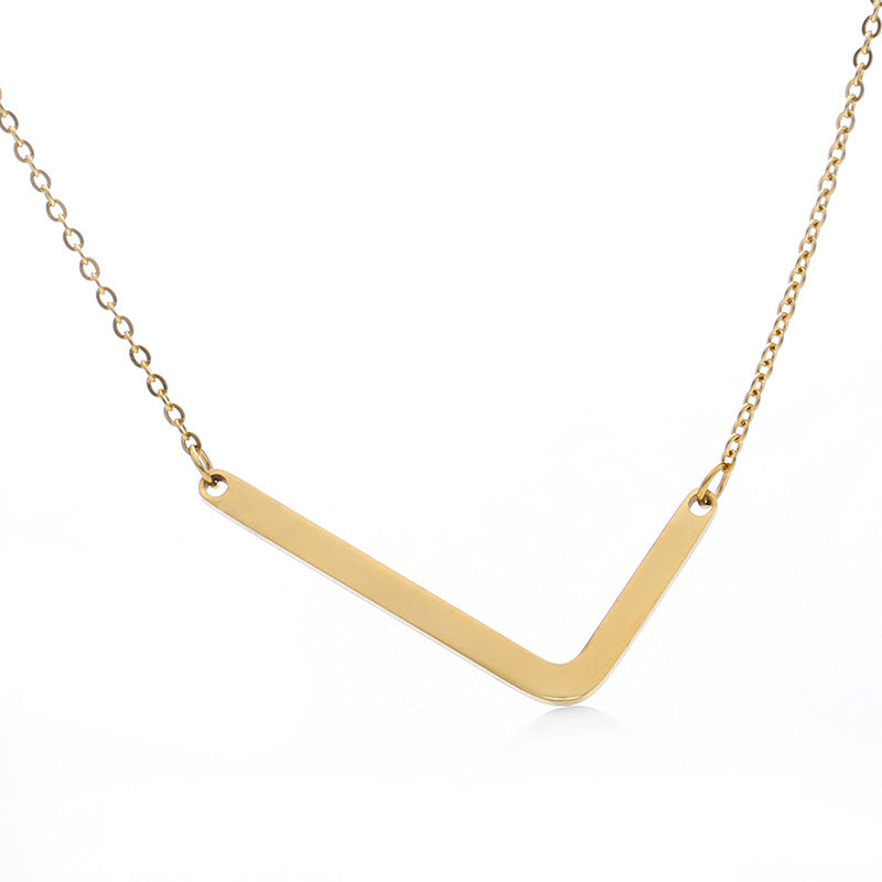 Fabuloso collar con colgante de letra inicial de acero inoxidable chapado en oro rosa