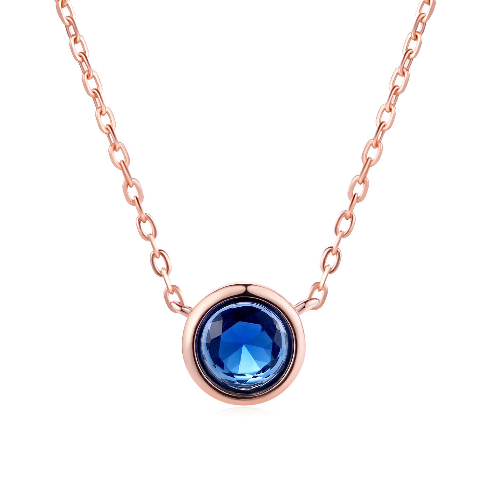 Halskette für Damen, schlichter Stil, Zirkonia-Anhänger, Roségold-farben, Modeschmuck, Geburtstagsgeschenk