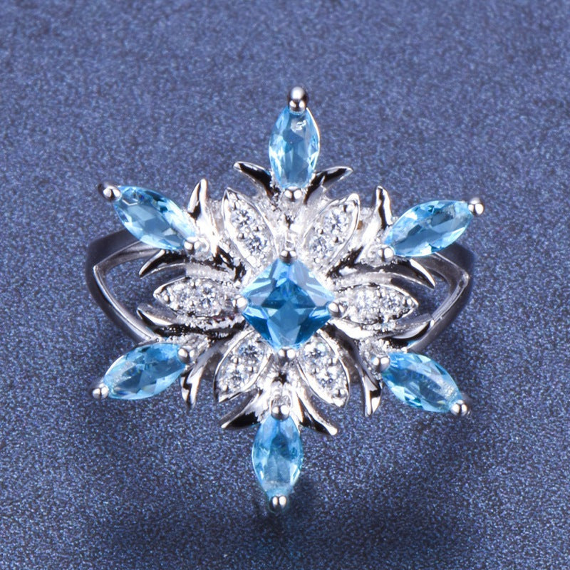 Neue Mode Blaue Stern Zirkon Blumenringe