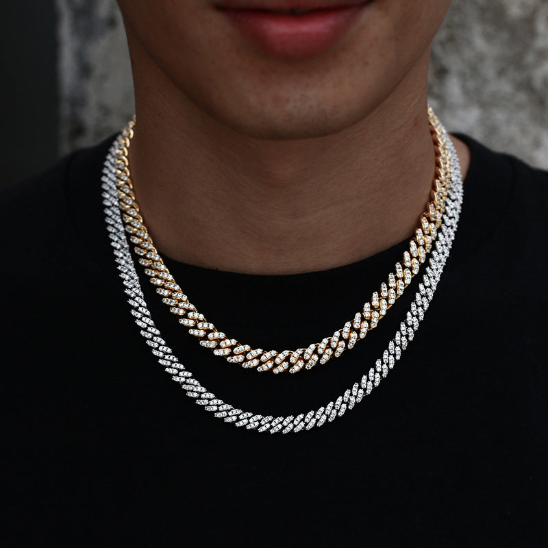 S925 Sterling Silber 6mm Mikro-Zirkonia High-End Box-Verschluss Persönlichkeit Hiphop