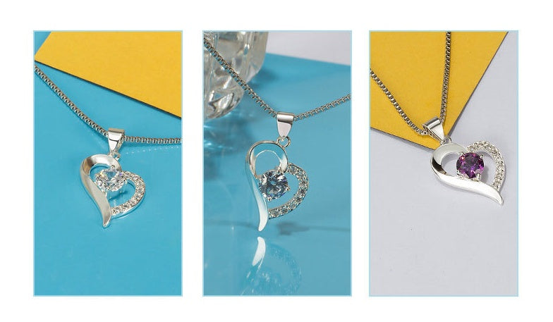 Liebeskette Damen Süßer Herzförmiger Anhänger Einfaches Temperament Silber Artikel Schmuck