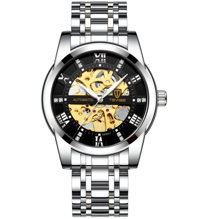 Herrenmodeuhr Mode Automatische mechanische Uhr Hohlzifferblatt Uhr Wasserdichte Herrenuhr