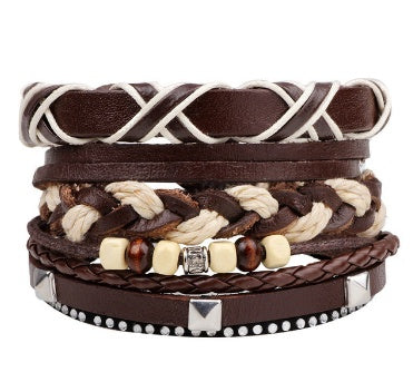 Pulseras y brazaletes de cuero con cuentas de moda