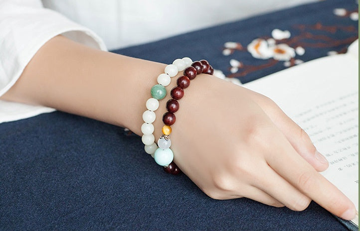 Pulseras de cuentas de jade blanco natural Bodhi, pulseras sencillas de cuentas Bodhi para mujer, cuentas de transferencia