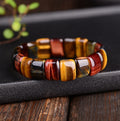 Naturfarbe Tigerauge-Stein, Tigerauge-Stein, rot, gelb, blau, Handreihenarmband, Armband, Herren- und Damenpaar-Geschenk