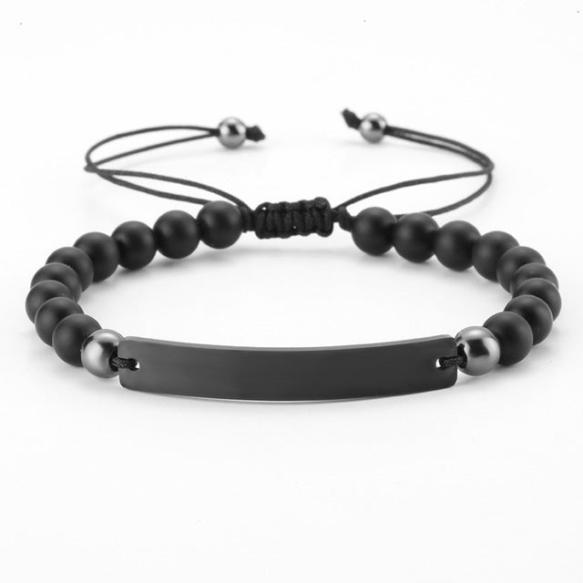 Pulseras de barra grabadas ajustables con cuentas personalizadas