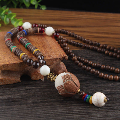 Retro Buddha Perlen Pulloverkette