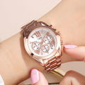 Reloj casual de lujo de oro rosa para mujer