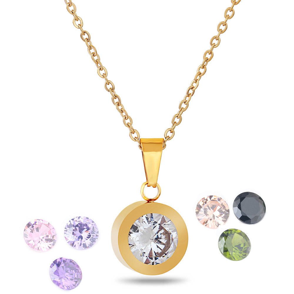 Collar de acero de titanio con diamantes de 8 colores