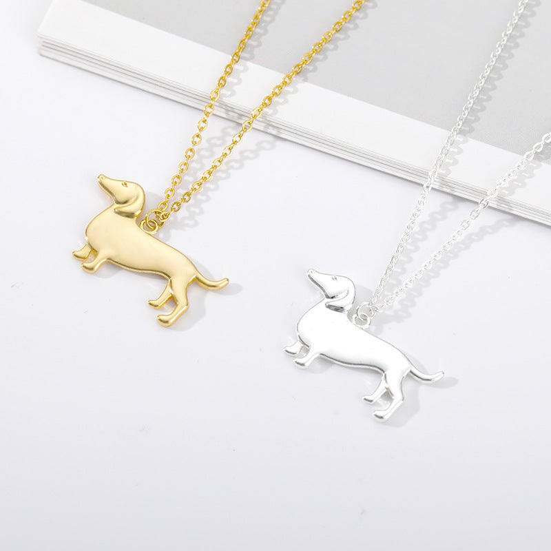 Collar de acero inoxidable con colgante de perro cachorro lindo