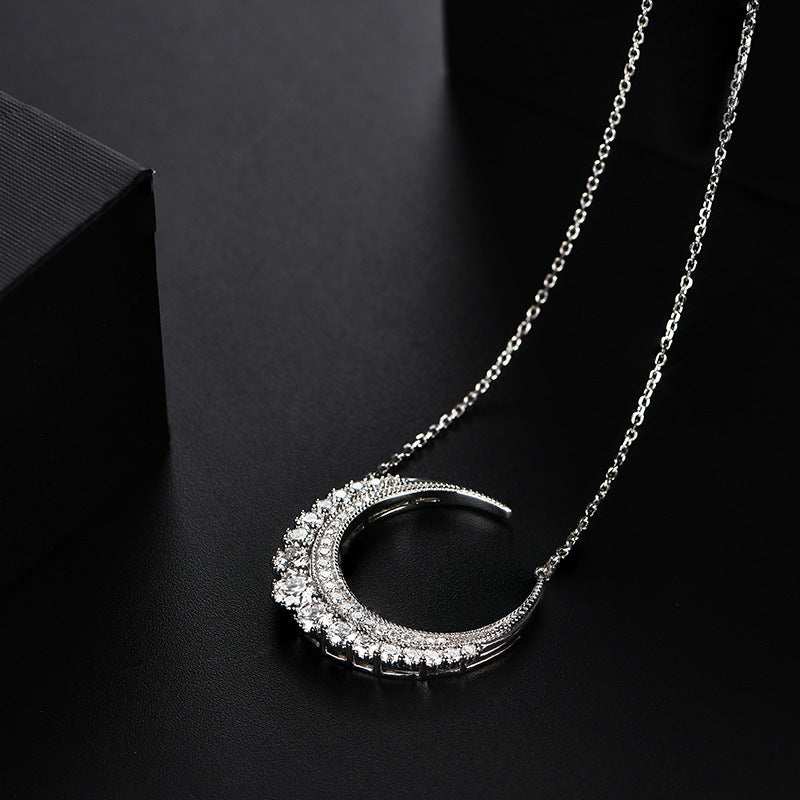 Sterling Silber Moissanit Halbmondkette Ins Moissanit Mond Schlüsselbeinkette