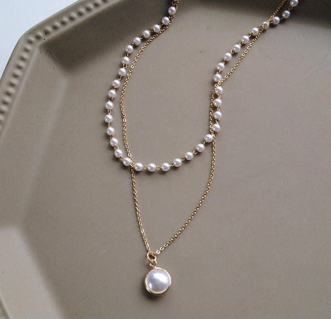 Mode einfache Kette Perlen Mehrschichtige Halskette Perlenanhänger Halskette Sommerschmuck