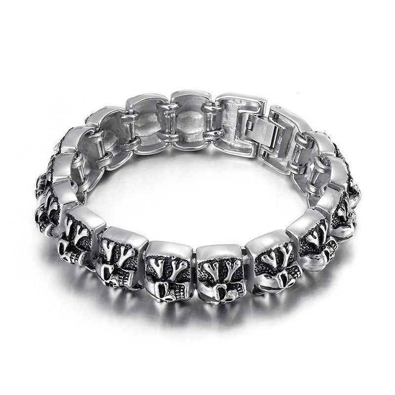 Kreuz Totenkopf Herren Armband aus Titanstahl