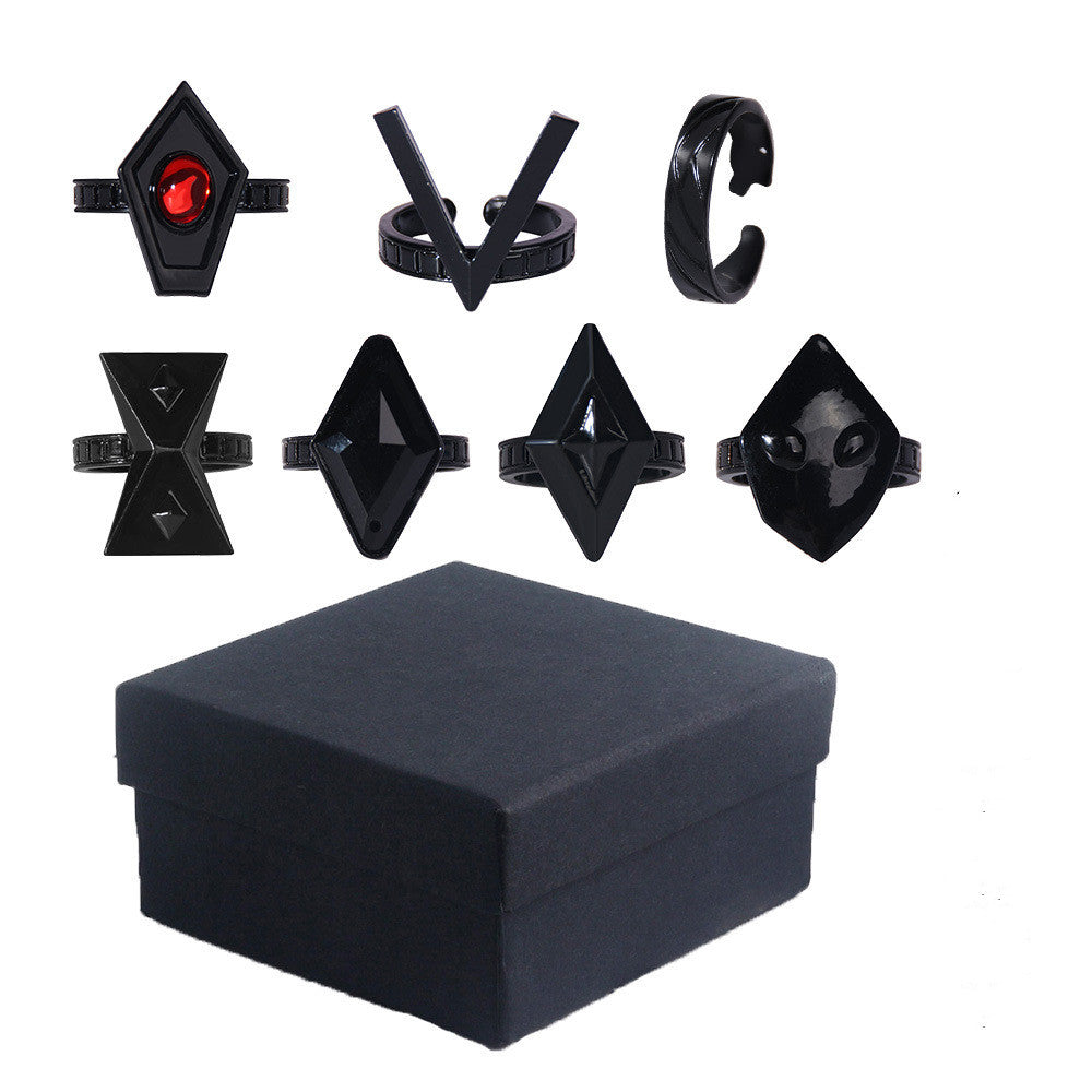 Walnuss Exquisites Schwarzes Ringset